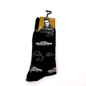 4/$25 Elvis Presley Novelty Crew Socks Pink Cadillac Graphic Design